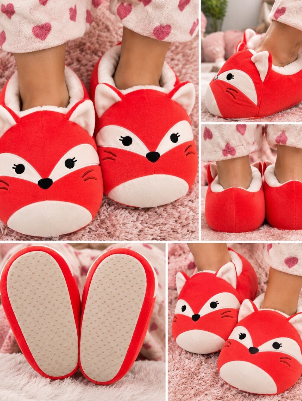 Squishmallows Slippers Red & Cream Fox Plush Slipper Bed